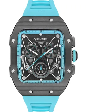 Montre Police PEWJA2121401 Pour Homme - Cadran Gris, Boîtier Acier 42 Mm, Bracelet Cuir Bleu