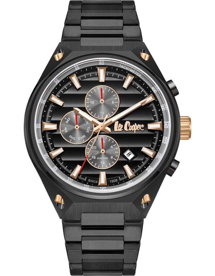 Lee Cooper Herbert Orologio Uomo LC08062.399, Analogico, Cassa Metallica, Cinturino In Silicone, Multifunzione 5ATM